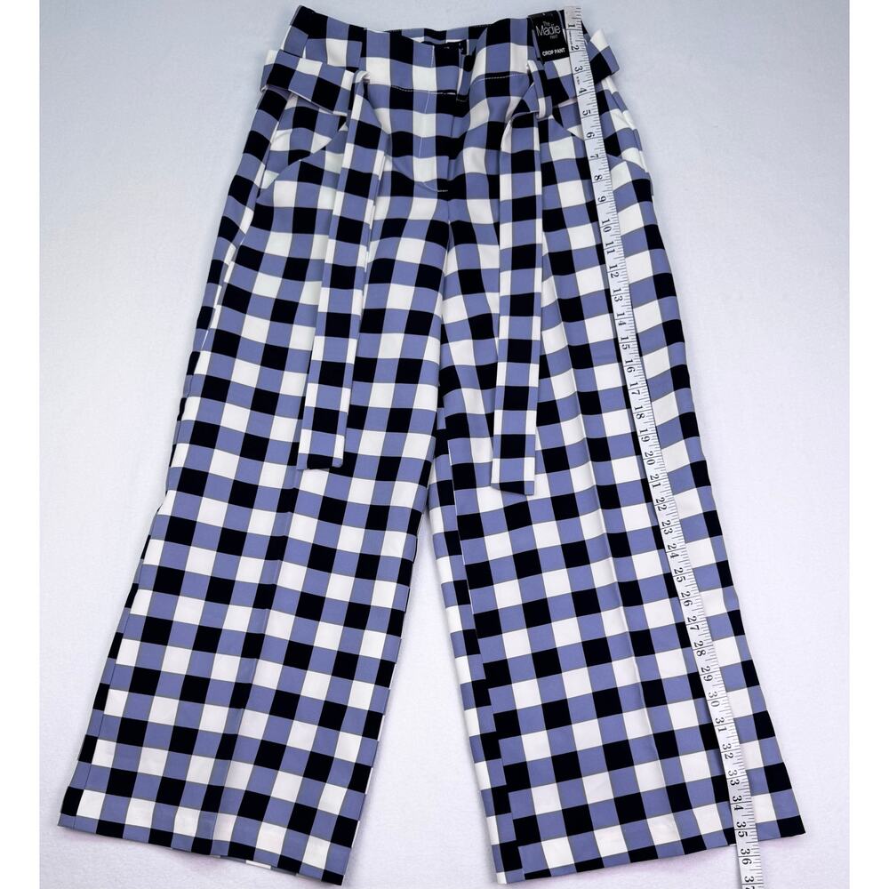 NWT New York&Company The Madie Crop Pant Blue Gingham Smoothing Wide Leg Size 0 - Picture 8 of 10